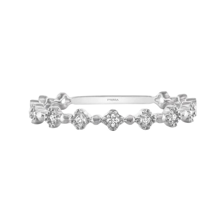 PRIMA NEW YORK (X) 14K .04CT CLOVER DESIGN LADIES BAND