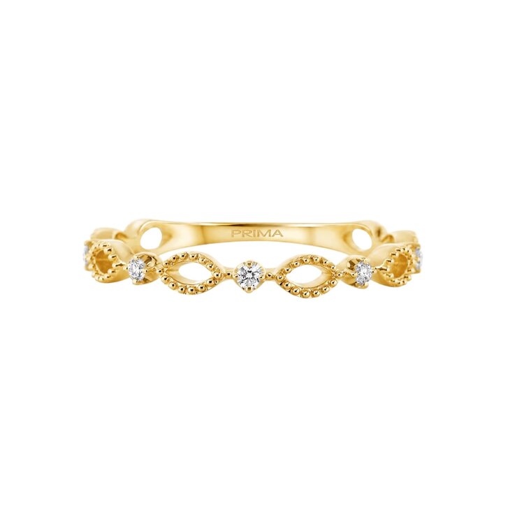 PRIMA NEW YORK (X) 14KY .05CT DECORATIVE LADIES BAND