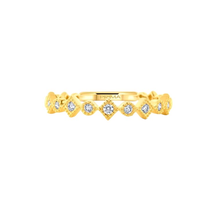PRIMA NEW YORK (X) 14KY .12CT DECORATIVE MILIGRAIN DESIGN LADIES BAND