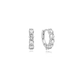 ANIA HAIE Silver Quintet Sparkle Huggie Hoop Earrings • Material: 925 Sterling Silver with Rhodium Plating with Cubic Zirconia • Hoop Diameter: 8.5mm • Hoop Width: 1.5mm • Weight: 1.9g