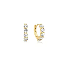 ANIA HAIE Gold Quintet Sparkle Huggie Hoop Earrings Material: 925 Sterling Silver with 14kt Gold Plating with Cubic Zirconia • Hoop Diameter: 8.5mm • Hoop Width: 1.5mm • Weight: 1.9g