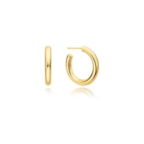 ANIA HAIE Gold Classic Tube Medium Huggie Hoop Earrings, Material: 925 Sterling Silver with 14kt Gold Plating • Hoop Diameter: 23mm • Hoop Width: 3.5mm • Weight: 3.6g