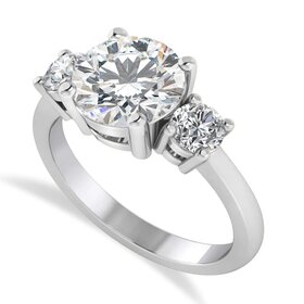 MR BRACELET (Z) 14K 2.60CT LAB 3ST RING, WHITE GOLD 3 STONE LAB GROWN DIAMOND RING, 1.20CT RD VS1 , TWO .60CT ROUNDS