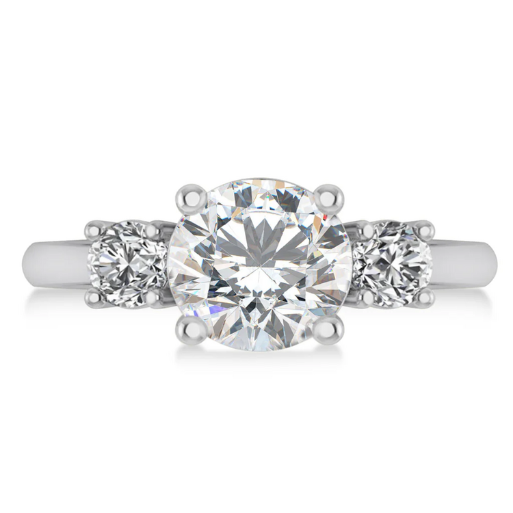 MR BRACELET (Z) 14K 2.60CT LAB 3ST RING, WHITE GOLD 3 STONE LAB GROWN DIAMOND RING, 1.20CT RD VS1 , TWO .60CT ROUNDS