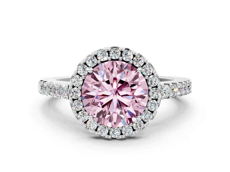 MR BRACELET (Z) 14K 1.04PK LAB .50MT , WHITE GOLD LAB GROWN BRIDL RING , 1.04CT ROUND PINK COLOR CENTER VS1 IGI CERT #LG652425648, 50CTS ON THE SETTING