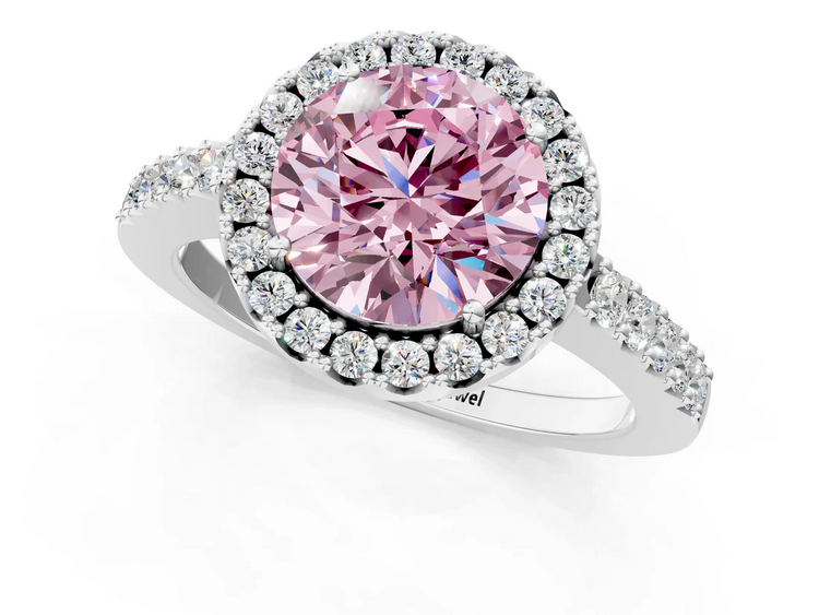 MR BRACELET (Z) 14K 1.04PK LAB .50MT , WHITE GOLD LAB GROWN BRIDL RING , 1.04CT ROUND PINK COLOR CENTER VS1 IGI CERT #LG652425648, 50CTS ON THE SETTING