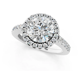 MR BRACELET (Z) 14K 2CT LAB .50MT , WHITE GOLD LB GROWN HALO BRIDAL RING, 2 CARAT ROUND CENTER VS2 F, .50CT MOUNTNG , IGI CERT # LG705508508