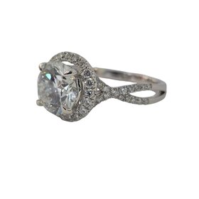 PRIMA NEW YORK (Z) 14K 2.56RD LAB .65MT , WHITE GOLD HALO BRIDAL RING, LAB GROWN DIAMOND CENTER 2.56 CARAT VVS2 E ROUND IGI CERT# 749558042, .65 CARAT NATURAL DIAMOND SETTING BY PRIMA NY