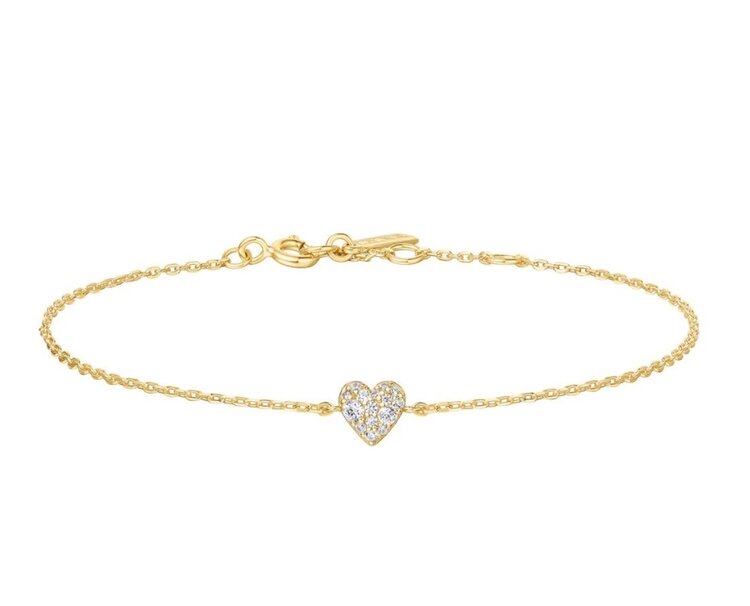 ANIA HAIE Gold Sweetheart Pavé Bracelet, • Material: 925 Sterling Silver with 14kt Gold Plating with Cubic Zirconia • Bracelet length: 165mm with 20mm extender • Weight: 1.4g