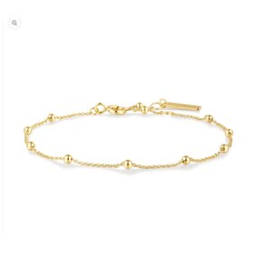 ANIA HAIE Gold Beaded Chain Bracelet • Material: 925 Sterling Silver with 14kt Gold Plating • Bracelet length: 165mm with 20mm extender • Weight: 0.9g