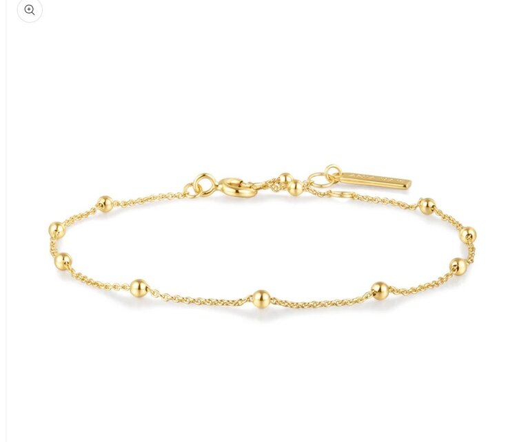 ANIA HAIE Gold Beaded Chain Bracelet • Material: 925 Sterling Silver with 14kt Gold Plating • Bracelet length: 165mm with 20mm extender • Weight: 0.9g