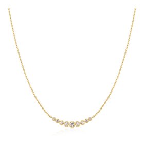 ANIA HAIE Gold Graduated Bezel-Set Necklace • Material: 925 Sterling Silver with 14kt Gold Plating with Cubic Zirconia • Necklace Length: 405mm with 50mm extender • Weight: 2.6g