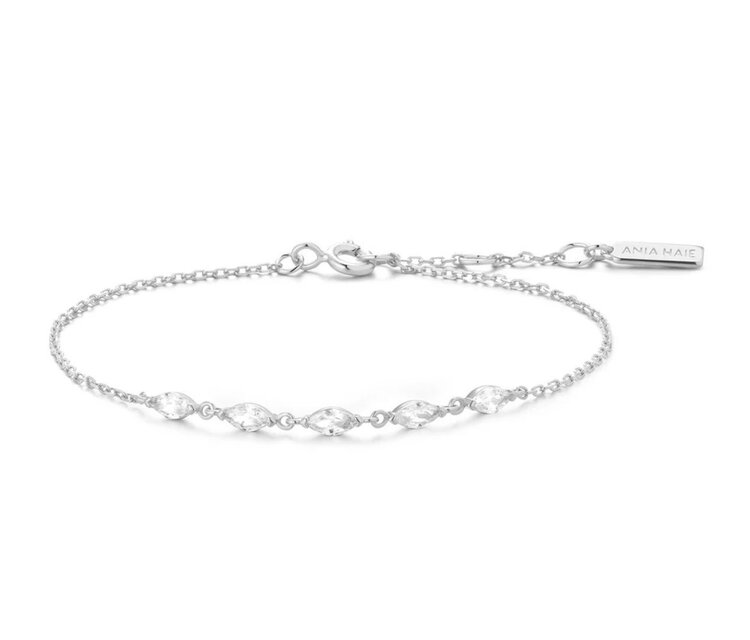 ANIA HAIE Silver Quintet Marquise Bracelet • Material: 925 Sterling Silver with Rhodium Plating with Cubic Zirconia • Bracelet length: 165mm with 20mm extender • Weight: 1.5g