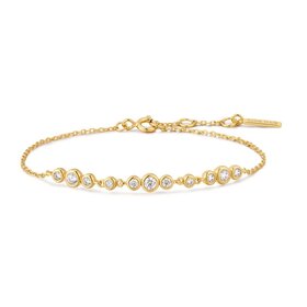 ANIA HAIE Gold Graduated Bezel-Set Trios Bracelet • Material: 925 Sterling Silver with 14kt Gold Plating with Cubic Zirconia • Bracelet length: 165mm with 20mm extender • Weight: 2.3g
