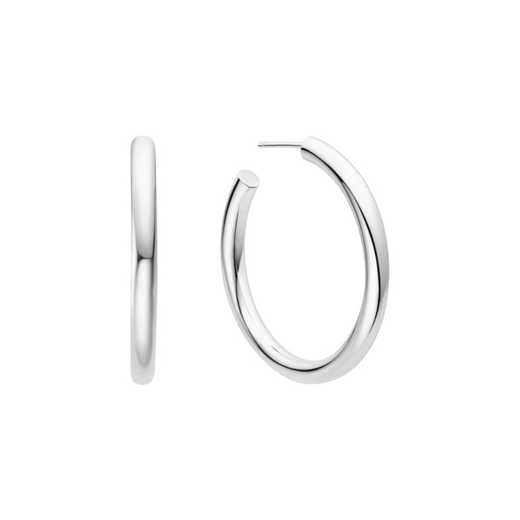 ANIA HAIE Silver Classic Tube Large Hoop Earrings, Material: 925 Sterling Silver with Rhodium Plating • Hoop Diameter: 36mm • Hoop Width: 3.5mm • Weight: 6.3g