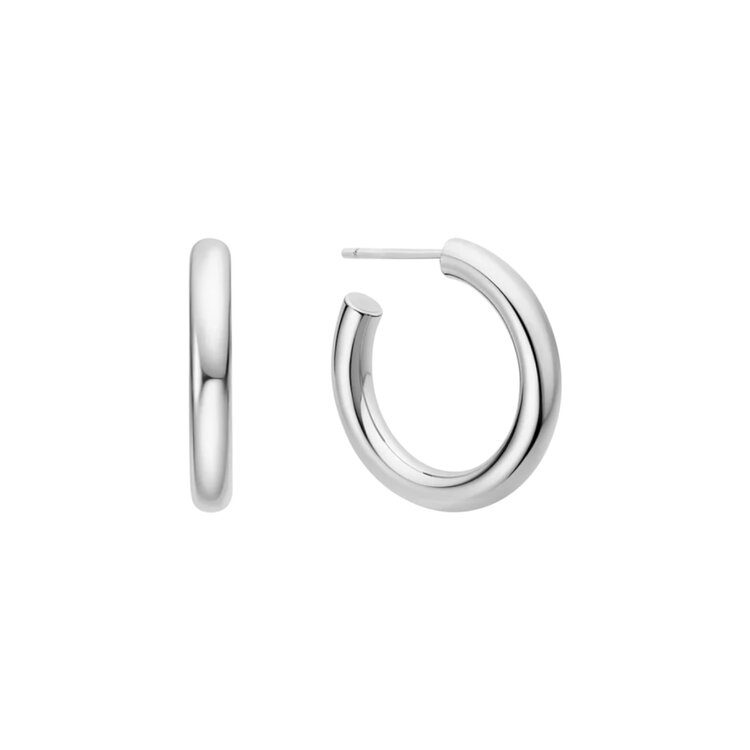 ANIA HAIE Silver Classic Tube Medium Hoop Earrings, Material: 925 Sterling Silver with Rhodium Plating • Hoop Diameter: 23mm • Hoop Width: 3.5mm • Weight: 3.6g