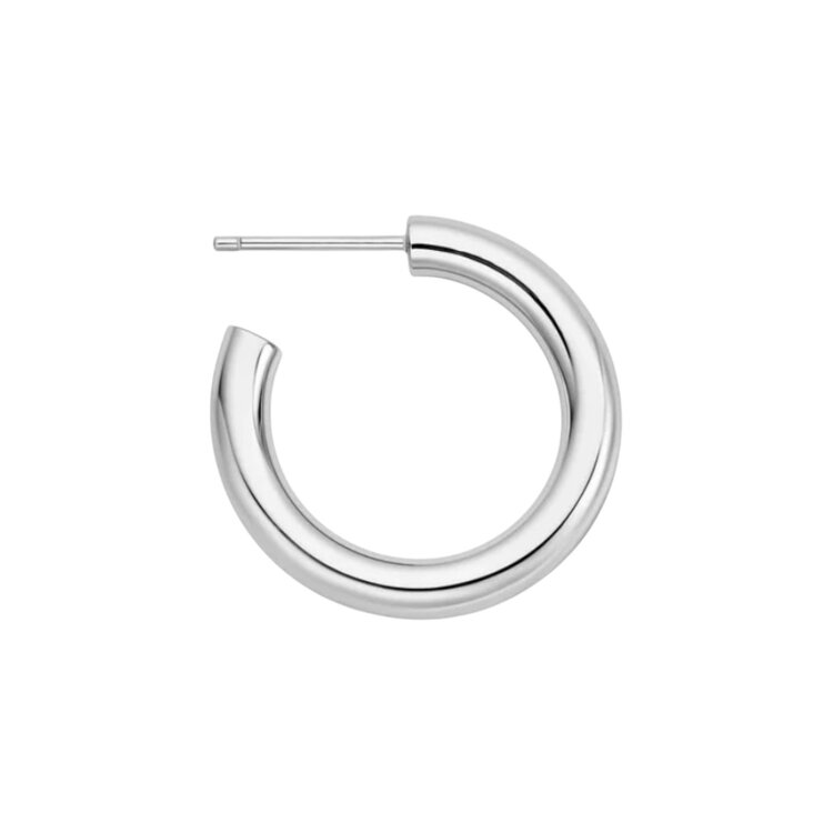 ANIA HAIE Silver Classic Tube Medium Hoop Earrings, Material: 925 Sterling Silver with Rhodium Plating • Hoop Diameter: 23mm • Hoop Width: 3.5mm • Weight: 3.6g