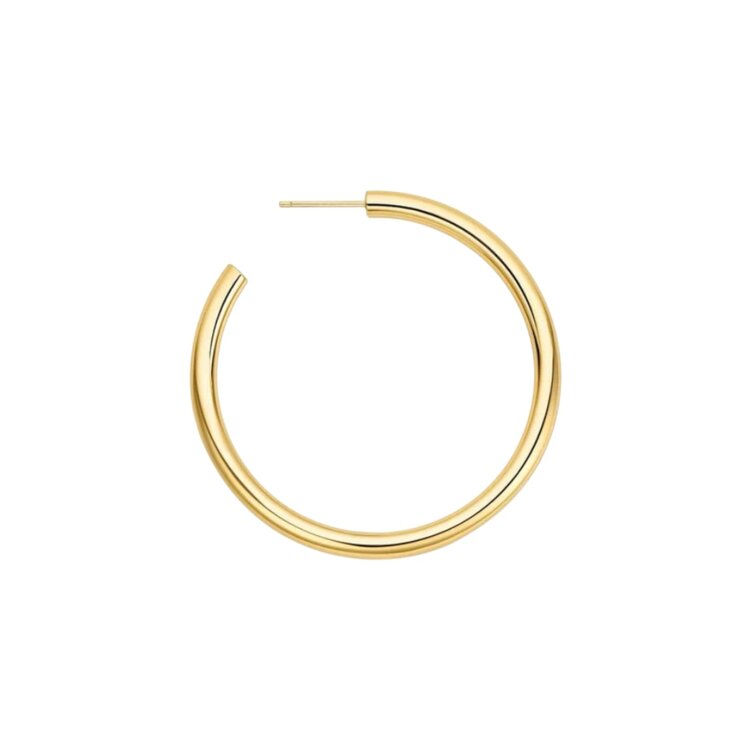 ANIA HAIE Gold Classic Tube Hoop Earrings, Material: 925 Sterling Silver with 14kt Gold Plating • Hoop Diameter: 36mm • Hoop Width: 3.5mm • Weight: 6.3g