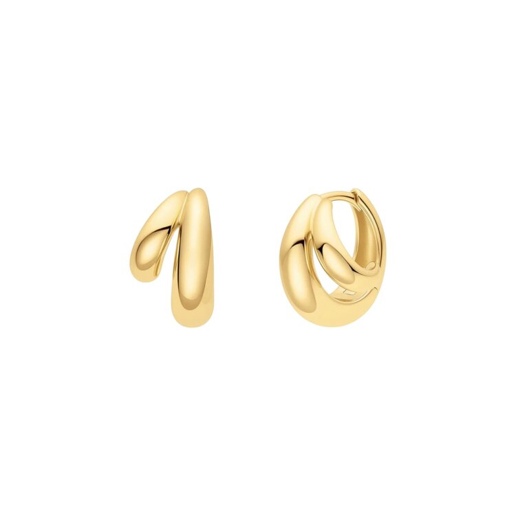 ANIA HAIE Gold Domed Huggie Hoop Earrings, Material: 925 Sterling Silver with 14kt Gold Plating • Hoop Diameter: 10.5mm • Weight: 4.6g