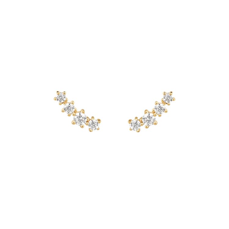 ANIA HAIE Gold Sparkle Climber Stud Earrings • Material: 925 Sterling Silver with 14k Gold Plating with Cubic Zirconia • Earring Size: 10.3 x 3.3mm • Weight: 0.9g