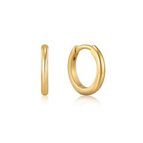 ANIA HAIE Gold Huggie Hoop Earrings, Material: 925 Sterling Silver with 14kt Gold Plating • Hoop Diameter: 12mm • Weight: 1.1g