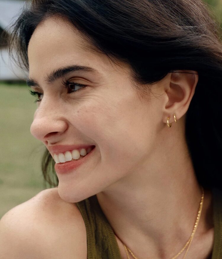 ANIA HAIE Gold Huggie Hoop Earrings, Material: 925 Sterling Silver with 14kt Gold Plating • Hoop Diameter: 12mm • Weight: 1.1g