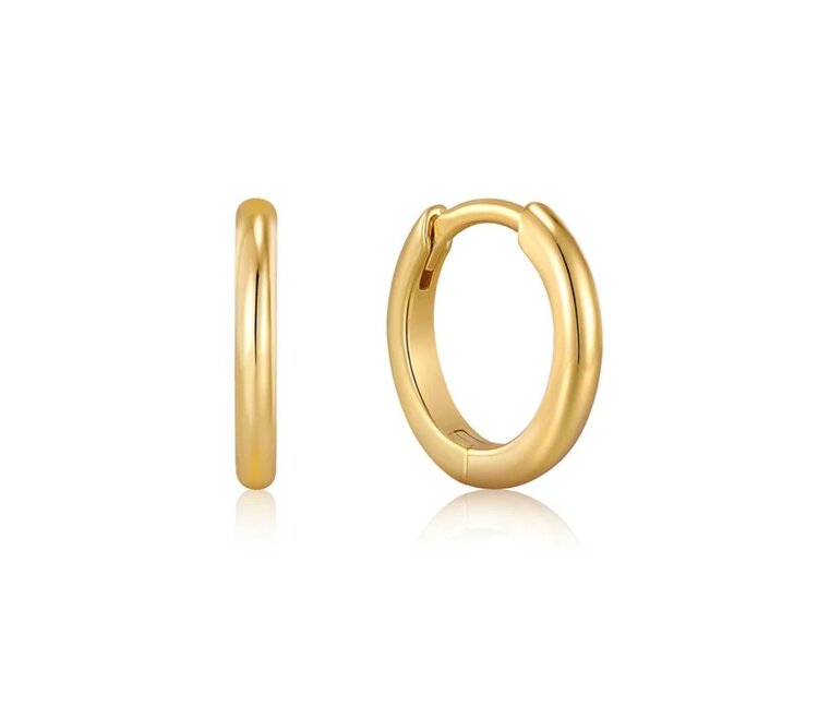 ANIA HAIE Gold Huggie Hoop Earrings, Material: 925 Sterling Silver with 14kt Gold Plating • Hoop Diameter: 12mm • Weight: 1.1g