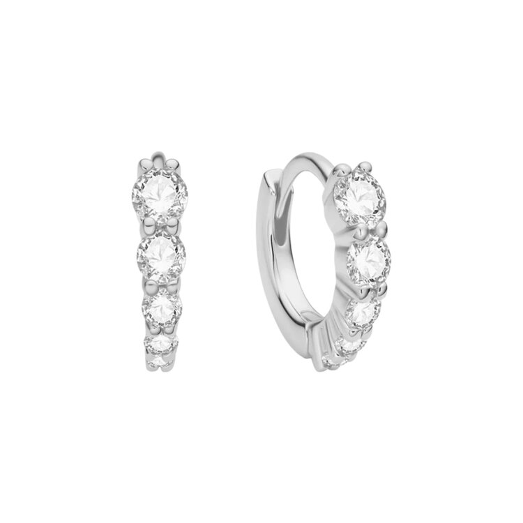 ANIA HAIE Graduated Sparkle Huggie Hoop Earrings • Material: 925 Sterling Silver with Rhodium Plating with Cubic Zirconia • Hoop Diameter: 6.5mm • Hoop Width: 1.5mm • Weight: 1.2g