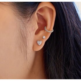 ANIA HAIE Silver Pave Heart Stud Earrings, Material: 925 Sterling Silver with Rhodium Plating with Cubic Zirconia • Earring Length: 6mm • Earring Width: 6mm • Weight: 1.2g