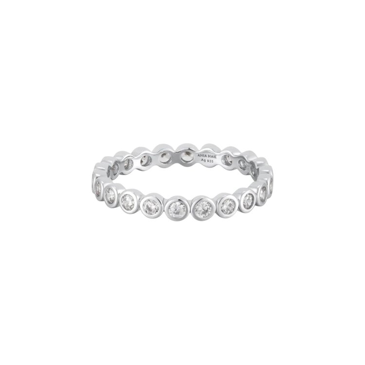 ANIA HAIE Silver Bezel Set Ring Material: 925 Sterling Silver with Rhodium Plating with Cubic Zirconia • Ring Size: 7  • Weight: 1.7g