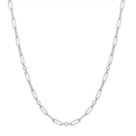ANIA HAIE Silver Bezel Station Paper Clip Chain Necklace • Material: 925 Sterling Silver with Rhodium Plating • Necklace length: 380mm with 50mm extender • Weight: 9.6g