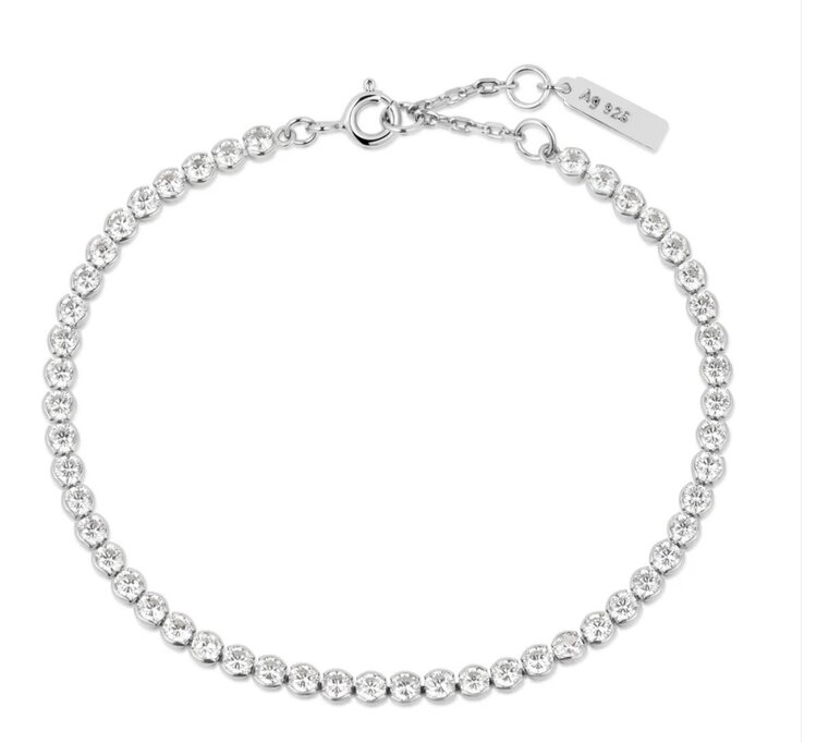 ANIA HAIE Silver Row Bezel Set Bracelet • Material: 925 Sterling Silver with Rhodium Plating with Cubic Zirconia • Bracelet Length: 165mm with 20mm extender • Weight: 4.0g