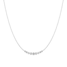 ANIA HAIE Silver Graduated Bezel Set Necklace • Material: 925 Sterling Silver with Rhodium Plating and Cubic Zirconia• Necklace length: 405mm with 50mm extender • Weight: 2.6g