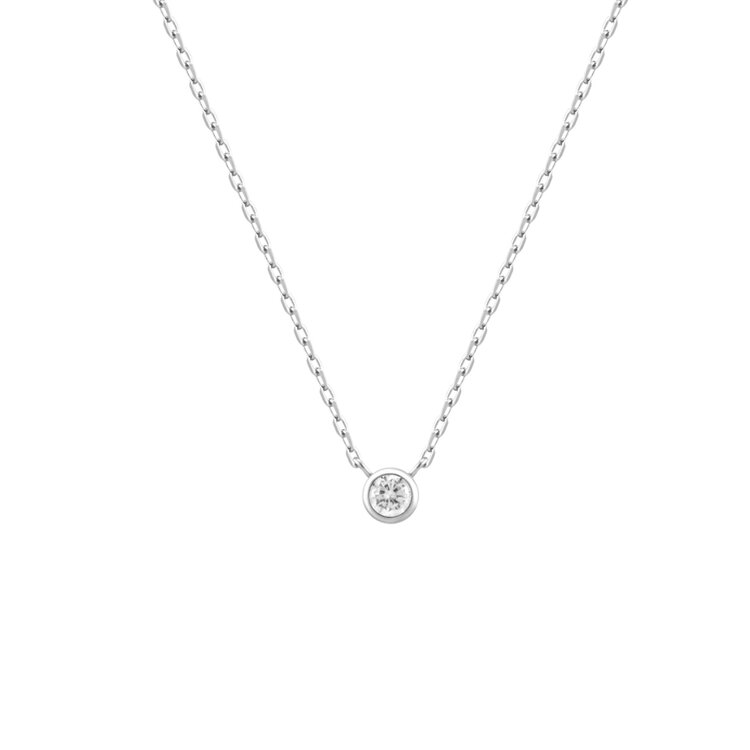 ANIA HAIE Silver Round Solitaire Necklace • Material: 925 Sterling Silver with Rhodium Plating and Cubic Zirconia• Necklace length: 400mm with 50mm extender • Weight: 1.8g