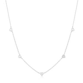 ANIA HAIE Silver Pave Puffed Heart Station Necklace • Material: 925 Sterling Silver with Rhodium Plating and Cubic Zirconia• Necklace length: 405mm with 50mm extender • Weight: 2.6g
