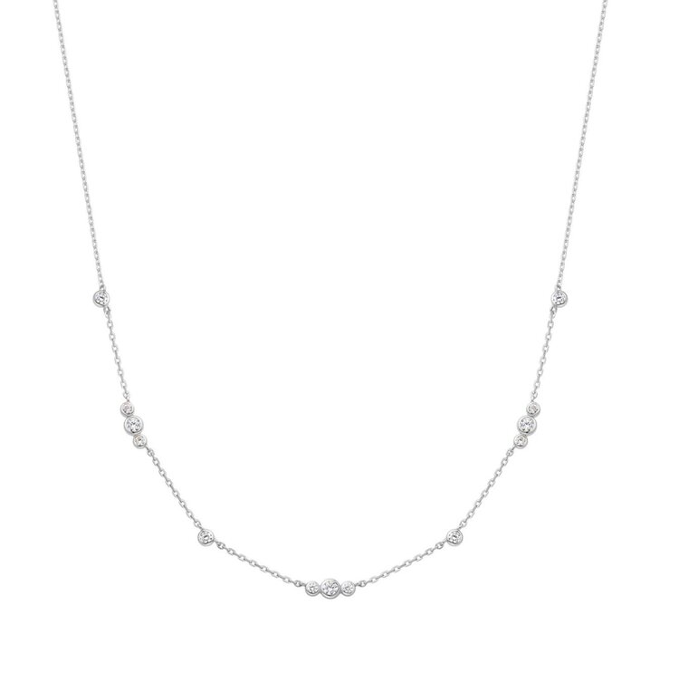 ANIA HAIE Silver Sparkling Bezel Cubic Zirconia Station Necklace • Material: 925 Sterling Silver with Rhodium Plating and Cubic Zirconia• Necklace length: 380mm with 50mm extender • Weight: 3.1g