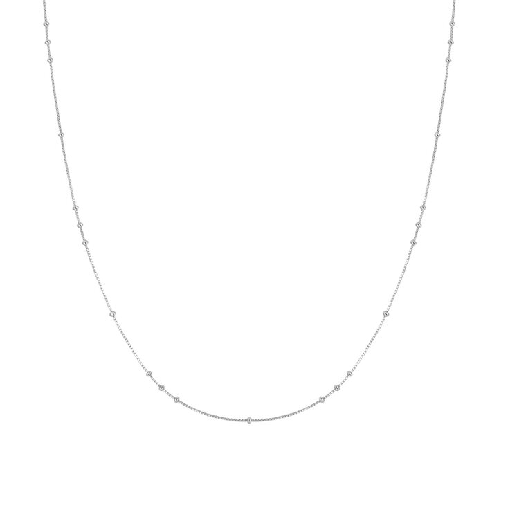 ANIA HAIE Silver Mini Bead Station Necklace • Material: 925 Sterling Silver with Rhodium Plating• Necklace length: 380mm with 50mm extender • Weight: 2.0g