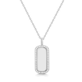 ANIA HAIE Silver Sparkling Tag Necklace • Material: 925 Sterling Silver with Rhodium Plating and Cubic Zirconia• Necklace length: 480mm with 50mm extender • Weight: 5.3g
