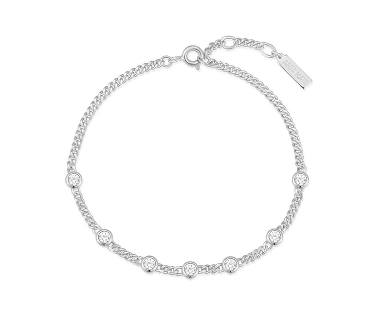 ANIA HAIE Silver Multi Station Round Stone Chain Bracelet • Material: 925 Sterling Silver with Rhodium Plating • Bracelet length: 165mm with 20mm extender • Weight: 4.0g