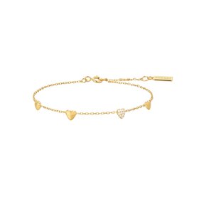 ANIA HAIE Gold Pave Puffed Heart Station Bracelet • Material: 925 Sterling Silver with 14kt Gold Plating with Cubic Zirconia • Bracelet length: 165mm with 20mm extender • Weight: 1.7g