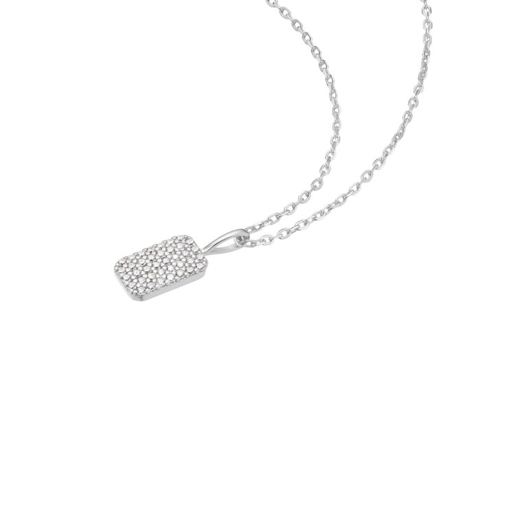 ANIA HAIE Silver Pave Pendent Necklace • Material: 925 Sterling Silver with Rhodium Plating with Cubic Zirconia • Necklace length: 430mm with 50mm extender • Weight: 2.3g