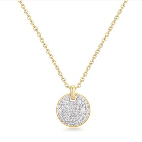 ANIA HAIE Two-Tone Large Pave Disc Necklace • Material: 925 Sterling Silver with 14kt Gold Plating with Cubic Zirconia • Necklace length: 450mm with 50mm extender • Weight: 6.6g