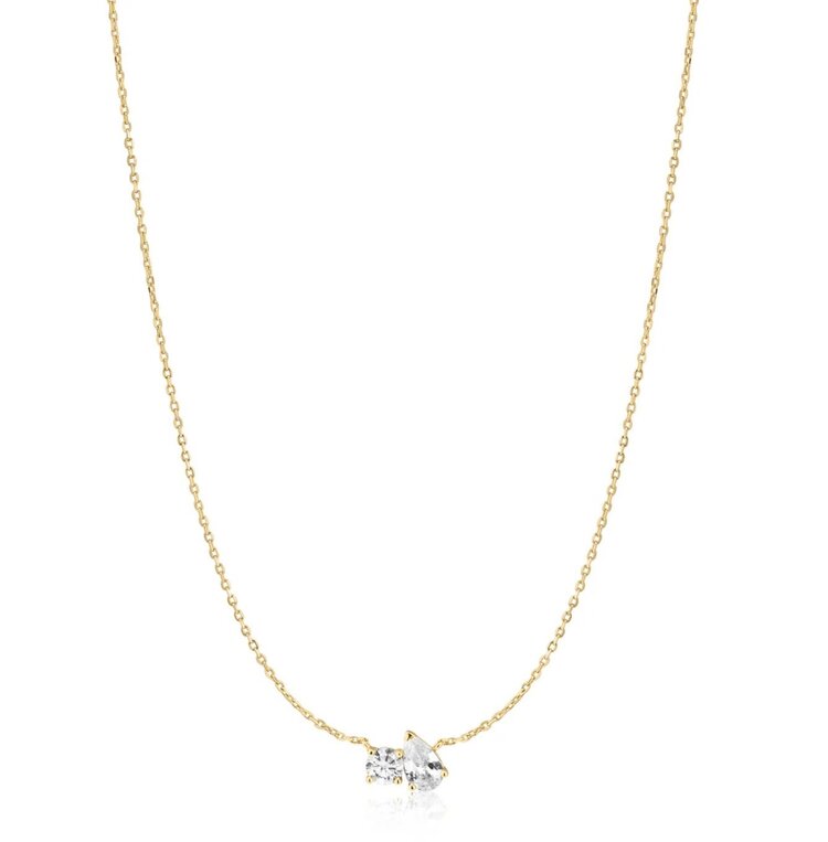 ANIA HAIE Gold Toi and Moi Necklace • Material: 925 Sterling Silver with 14kt Gold Plating • Necklace length: 405mm with 50mm extender • Weight: 2.5g