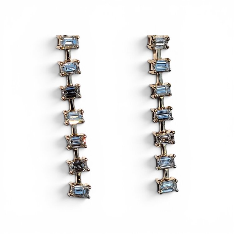 Ryan Gems Inc M(Y) 14KY 1.45CT EMERALD CUT DIAMOND DROP EARRINGS