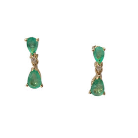 Ryan Gems Inc M(Y) 14KY 1.20CT EMERALD .04CT DIAMOND ACCENT DANGLE EARRINGS