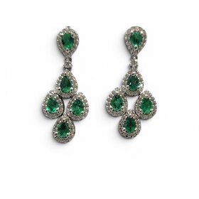 Ryan Gems Inc M(Y) 14K 1.50CT EMERALD .76CT DIAMOND DANGLE DROP EARRINGS