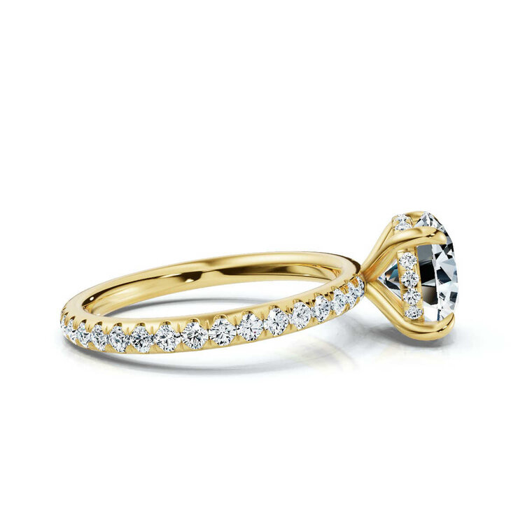 MR BRACELET (X) 14K 2CT LAB .27MT , YELLOW GOLD HIDDEN HALO BRIDAL RING, 2CT ROUND LAB GROWN DIAMOND CENTER E VS1 IGI CERTIFIED # LG646454809, .27CT NATURAL DIAMOND MOUNTING WITH 34 ROUND DIAMONDS ON SETTING