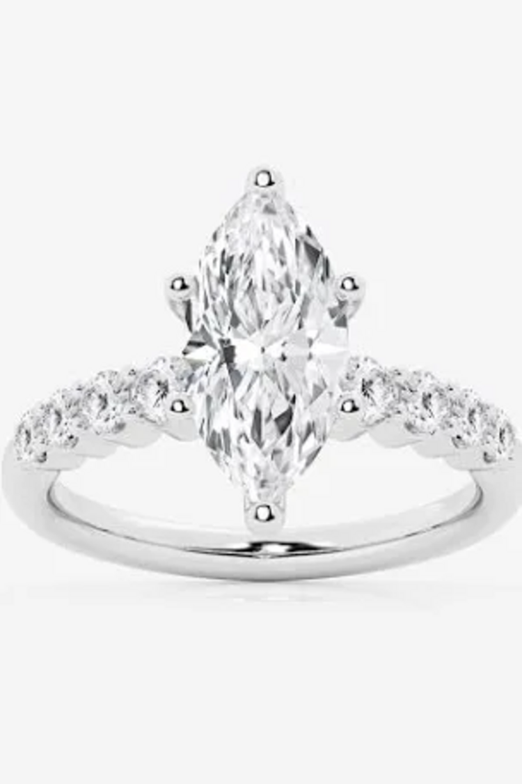 PRIMA NEW YORK (Z) 14K 2.78CT LAB .41MT , WHITE GOLD LAB GROWN BRIDAL RING, LAB MARQUISE CENTER DIAMOND 2.78CT IGI CERTIFIED D VS1 # LG707516150, .41CT NATURAL DIAMOND MOUNT5ING BY PRIMA NY