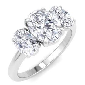(Z) 14k 2CT TDW SI2/I1 GH, WHITE GOLD 3 STONE NATURAL DIAMOND RING, 3 OVALS, .80CT CENTER, TWO .60CT OVAL SIDES