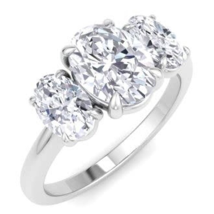 (Z) 14k 2CT TDW SI2/I1 GH, WHITE GOLD 3 STONE NATURAL DIAMOND RING, 3 OVALS, .80CT CENTER, TWO .60CT OVAL SIDES